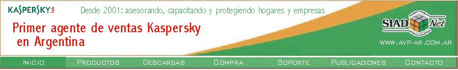 Kaspersky en Argentina desde 2001. Venta, soporte tcnico y capacitacin. Asistencia presencial y remota.