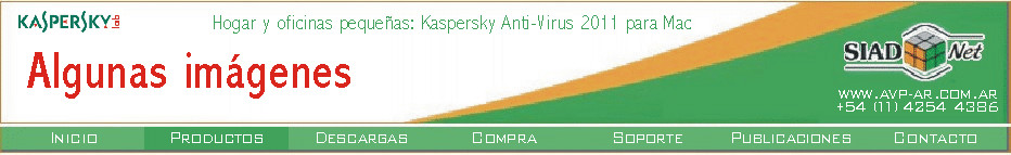 Acercamiento visual a Kaspersky Anti-Virus 2011 para Mac.
