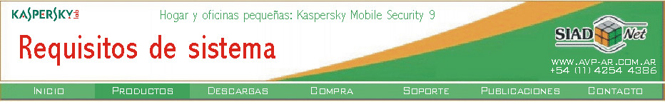 Requisitos de sistema para la correcta ejecución de Kaspersky Internet Security for Android.