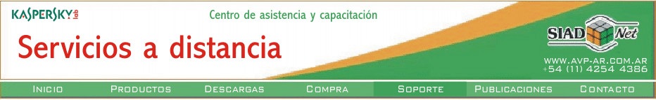 Centro de asistencia al usuario, donde encontrará información en línea sobre productos Kaspersky, direcciones útiles, y también, atención personalizada. 