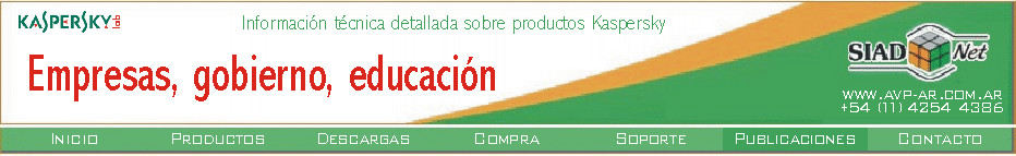 Información técnica sobre productos Kaspersky para empresas, gobierno y sector educacional.