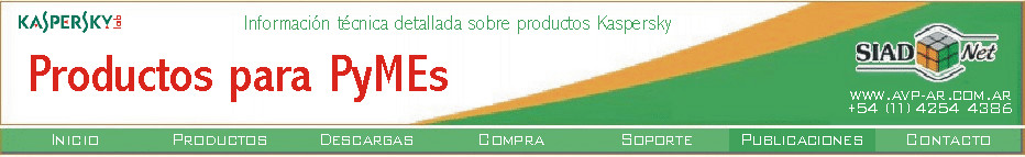 Información técnica sobre productos Kaspersky para PyMEs